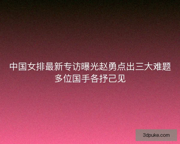 中国女排最新专访曝光赵勇点出三大难题多位国手各抒己见